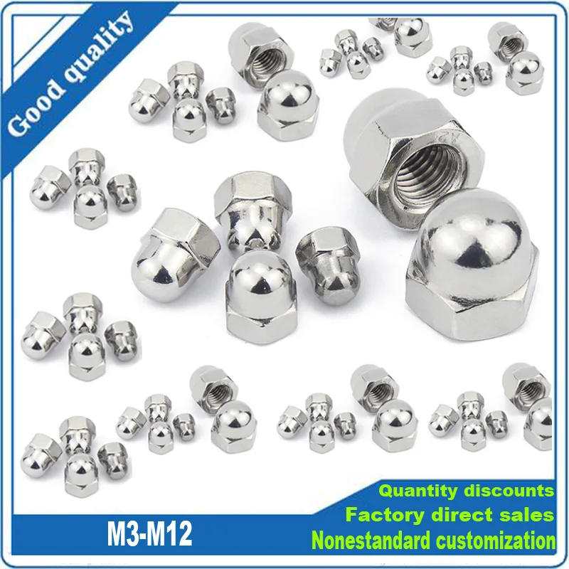 M5-0.8 or 5mm Acorn Dome Cap Hex Nut A2 Stainless Steel 200 