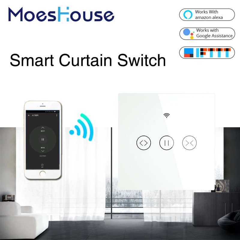 Tuya WiFi Smart Curtain Blind Switch for Electric Motorized Curtain Roller Shutter Works with Alexa Google Home Smart Home