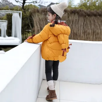 

Children Kids Winter Fashion Coat Baby Cute Bow Design Hooded Outerwear Jacket Clothes