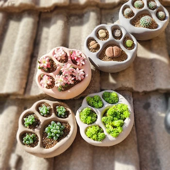 

Cute Cat Paw Shape Concrete Flowerpot Silicone Mold Cement Flower Pot Mould Mini For Succulent Plants