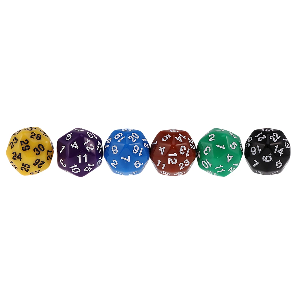 6pcs Multi-sided D24 or D30 Dice for D&D Casino Poker Dice Guessing Game Favours