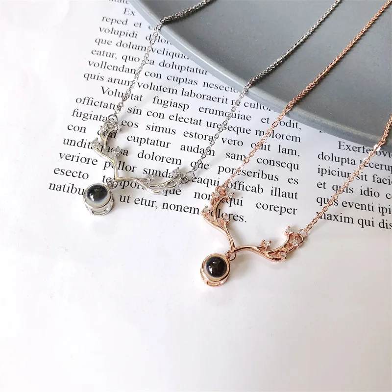

A Deer You 925 Sterling Deer Necklace Women's Can Projection of Pendant 100 Is a Love of Language Choker Gift