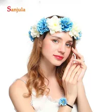 Цветные смеси Цветочная Гирлянда Свадебная повязка на голову слои цветок Искусственные Свадебные аксессуары для волос аксессуары из mariage HG08