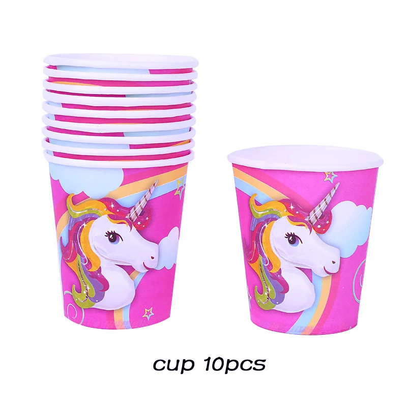 10pcs unicorn Детские бумажные стаканчики для маффинов, одноразовая посуда с Минни Маус, рождественские подарки, товары для дня рождения, свадебные украшения - Цвет: 10pcs unicorn