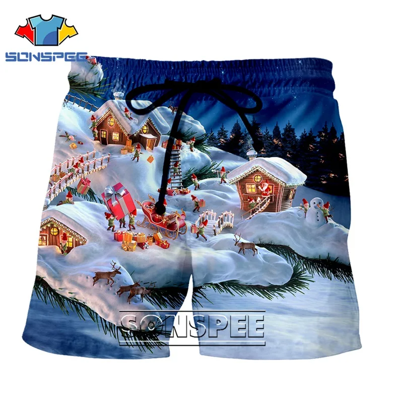 17 Fashion punk xmas shorts casual anime men women Christmas leisure streetwear shirt sports Harajuku Beach Santa Claus Sweatpants - Цвет: 17