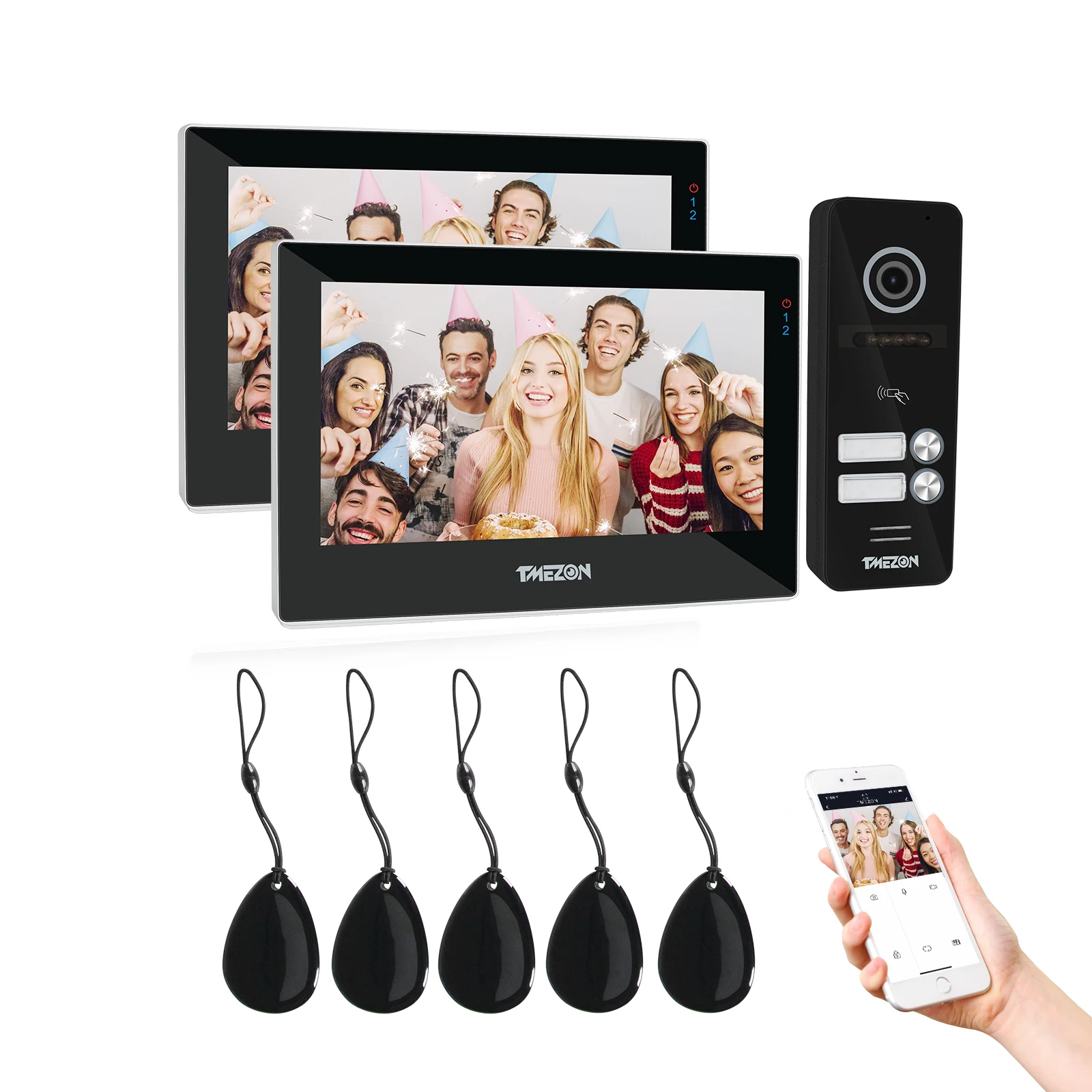 screen intercom TUYA TMEZON WiFi Video Doorphone Doorbell Intercom 7 Inch 1080P Touchscreen Monitor WithWired Camera(2M1C) APP/Swipe Card Unlock gate intercom systems with camera Door Intercom Systems