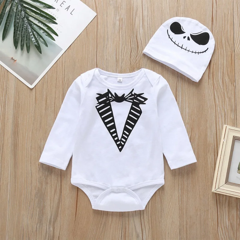 

1New Autumn Baby Boy Girl Clothes 0-24M Casual Fashion Printing Toddler Long Sleeve Bodysuits And Hat Kids Two-piece Outfit Set