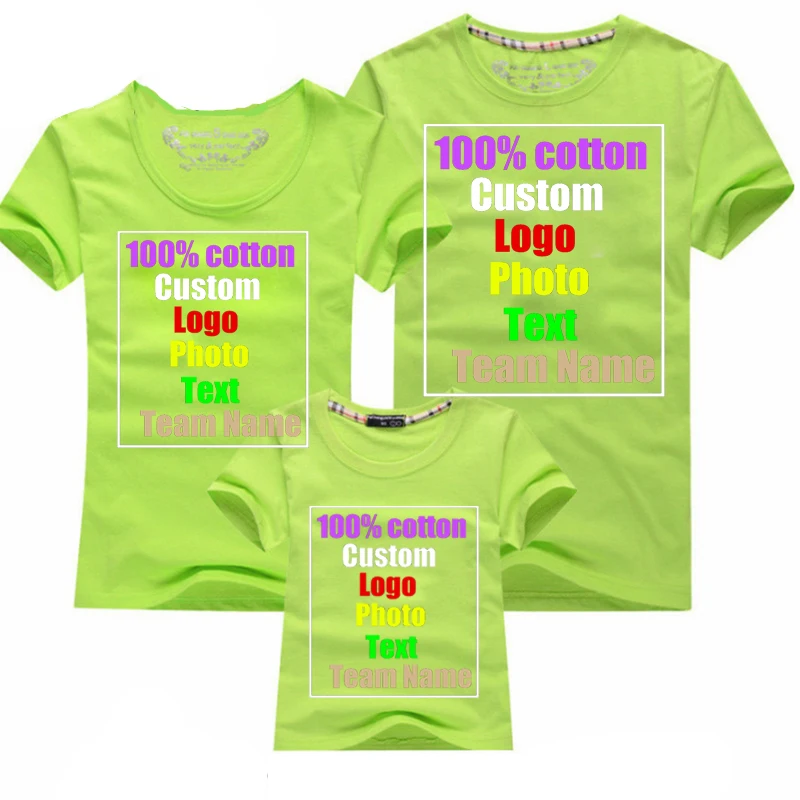

2019 custom logo photo text printing father and mother T-shirt parent-child wear DIY cotton T-shirt personalized custom
