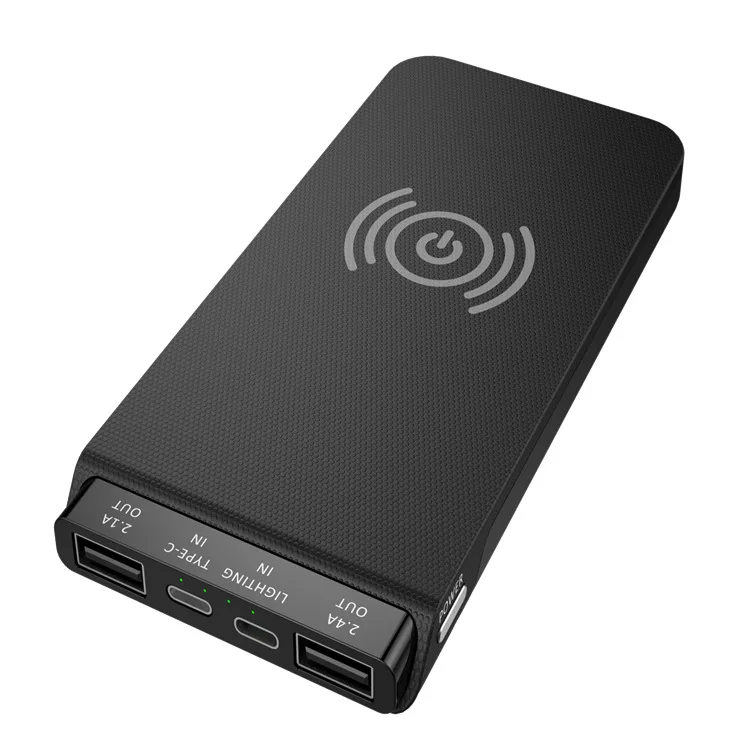 

Shenzhen First Portable Wireless Charging Power Supply with Type C And Apple Head Lightning Input 10000
