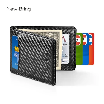 

NewBring Card Case Organizer Carbon FIber-Look Wallet Money Clip RFID Block Driver License Cash Men Business Credit Cardholder