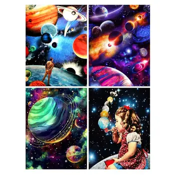 

4 Pack Planet 5D DIY Diamond Painting Kits Full Drill Rhinestone Embroidery Gift M68E