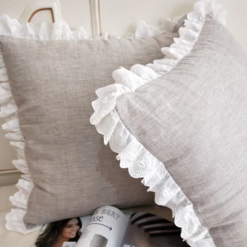 

Simple Linen Lace Pillowcase Cushion Cover Single Large Pillowcase 40/45/50/60/70cm