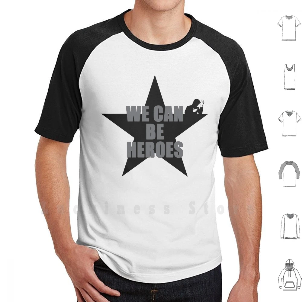 Presa Mantenimiento Línea de visión Camiseta de algodón con estampado de We Can Be Heroes # bw, camisa de gran  tamaño para hacer tú mismo, S 6xl, clásico, Rock N Roll, Rock And Roll,  música, música, músico,