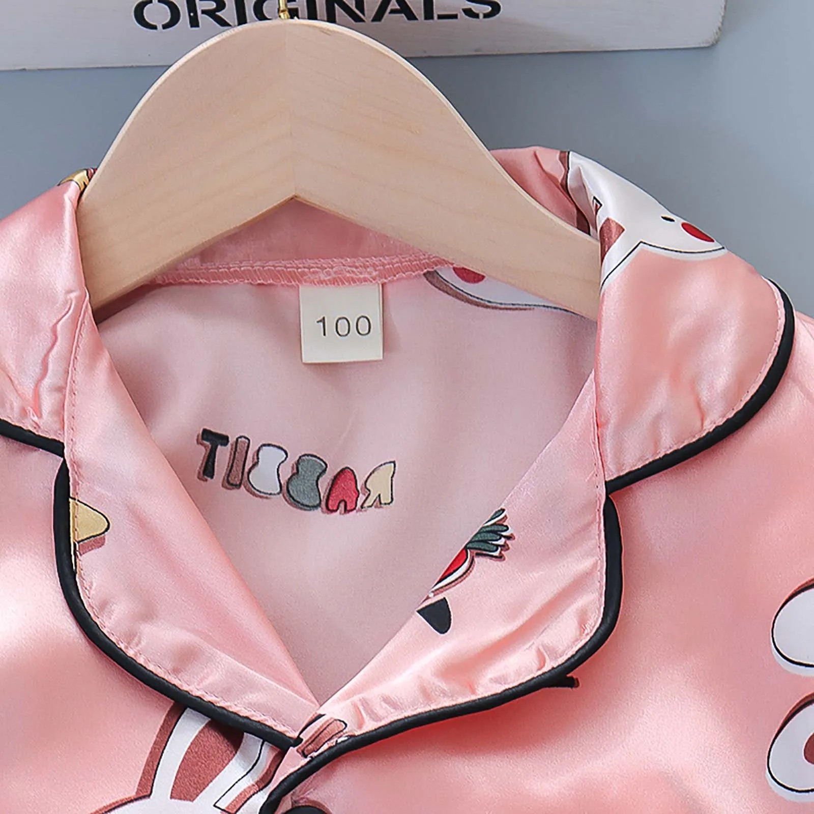 Toddler Kids Girls Boys Pajama Sets Long Sleeve Lapel Buttons Blouse Top+Pant Satin Silk Casual Homewear Sleepwear Nightwear