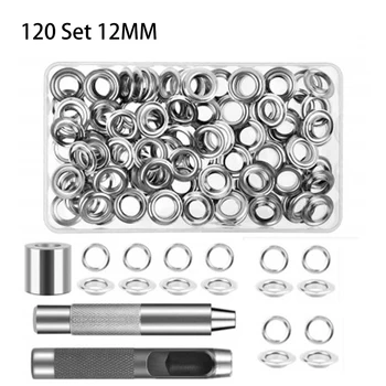 

Box 120 Sets 12mm Buttonholes Buckles Brass Grommets Eyelets + 3PCS Installation Tool For Repairing Canvas Tarpaulin Tent