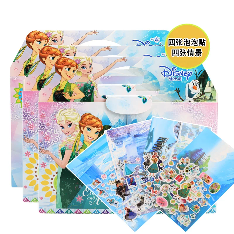 Disney Cartoon Frozen Kids DIY Sticker Puzzle Handmade Stickers For Children Book Bubble Sticker Pegatinas Autocollant Enfant