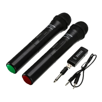 

UHF USB 3.5mm+6.35mm Wireless Microphone Megaphone Handheld Mic with Receiver for Karaoke Speech Loudspeaker Black