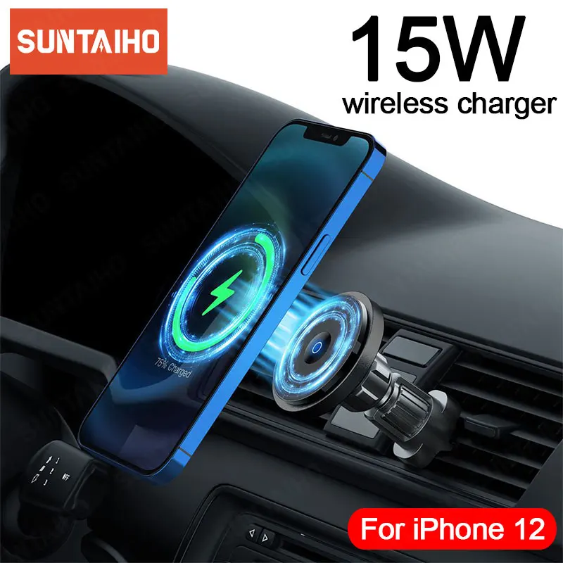 Magnet Wireless Car Charger for iPhone 12 Mini Pro Max fast charger Magnetic Wireless Chargers for magsafing case Phone holder