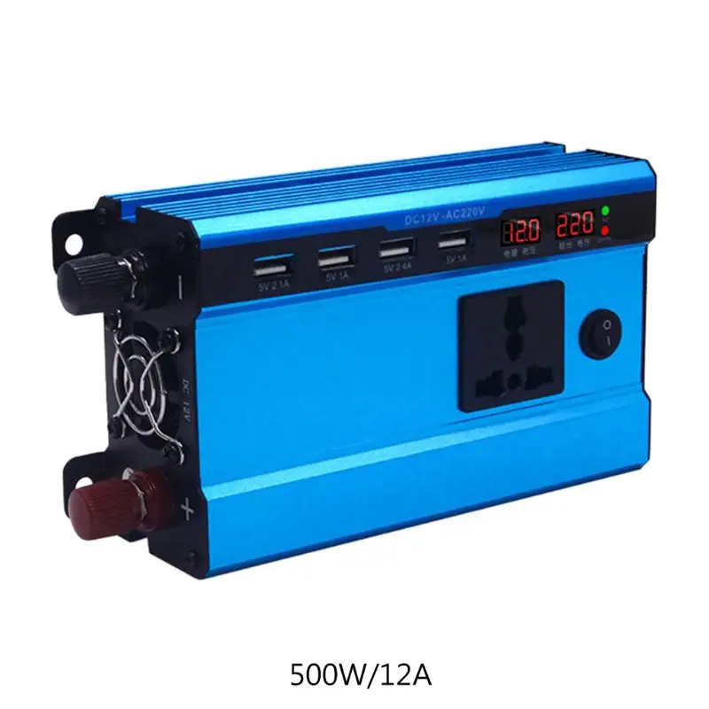 500W-12V Солнечный инвертор постоянного тока в 12/24V к переменному току 220V 500/3000/4000/5000W 4 Порты usb 2/3 розетки Y5GA - Цвет: 500W-12V
