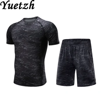 

New men sportsuit sportswear tracksuit mens sport running fitness suits Russian outdoor quick dry climbing hiking wear clothes