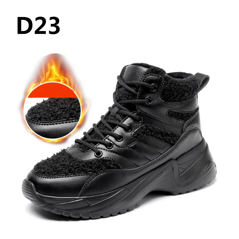 D23 Black UEXIA/зимние женские ботинки; удобные теплые ботильоны; прогулочная обувь; зимние кроссовки на платформе; обувь на меху; Botas Mujer - Цвет: D23 Black