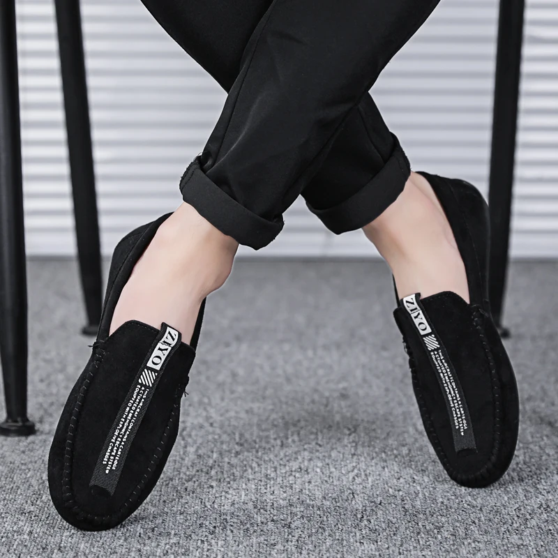 

Men Casual Suede Loafers Black Driving Moccasins Hombre Boat Shoes Slip on Men Loafers Shoes Male Footwear Adult New Design Hot
