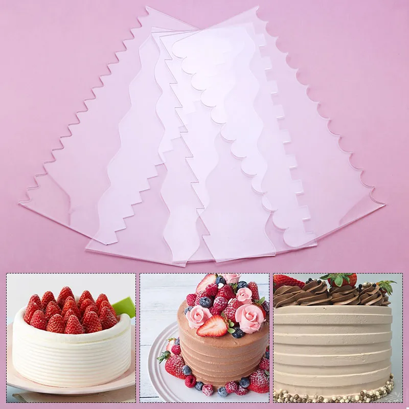 Transparent Cake Scraper Smoother Cream Icing Comb Fondant Baking Pastry Decorating Tools Cake Decoration Accessories