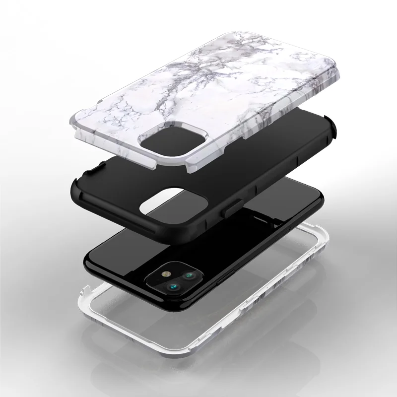 Мраморный бампер чехол для iPhone 11 pro Max 7 8 6 Plus жесткий защитный чехол силиконовый чехол для iPhone X Xs Max Xr 360 чехол милый Единорог 3 в 1