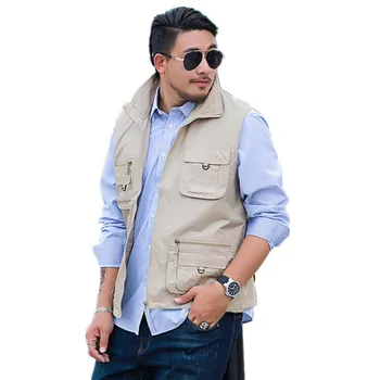 

Outdoor Casual Men's Vest Large size Multi-pockets Zipper Jackets Sleeveless Male Photography Fishing Men's Tourism Drift Vests