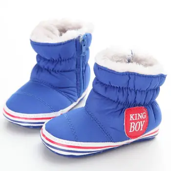 

winter warm baby boy boots cotton winter infants warm shoes faux fur King Boy baby booties for 0-18M boys