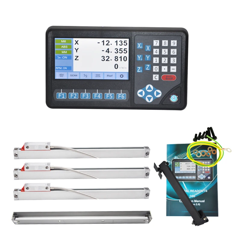 Ditron DRO 3 Axis LCD Digital Readout Display and 50-1000mm 3pcs Optical Linear glass Scale/Linear encoder/Linear ruler