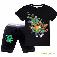 Одежда в стиле аниме; Рождественская хлопковая футболка с короткими рукавами; футболка+ шорты; детские летние топы для мальчиков и девочек