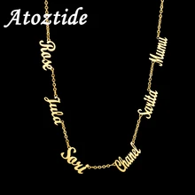 Atoztide personalizado múltiplo nome personalizado colares de corrente de jóias pingente nome colar de ouro para presentes de aço inoxidável feminino