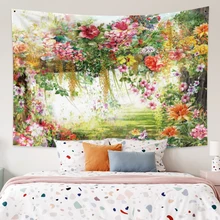 

3D Color Flower Vine Oil Painting Tapestries Home Artistic Wall Hanging Carpets Bohe Beautiful Dorm Bedroom Carpets Polyester