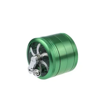 

55mm 4-Layer Zinc Alloy Metal Herb Crusher Grinder with Mill Handle Spices Grinder Tobacco Leaf Crusher Smoke Muller
