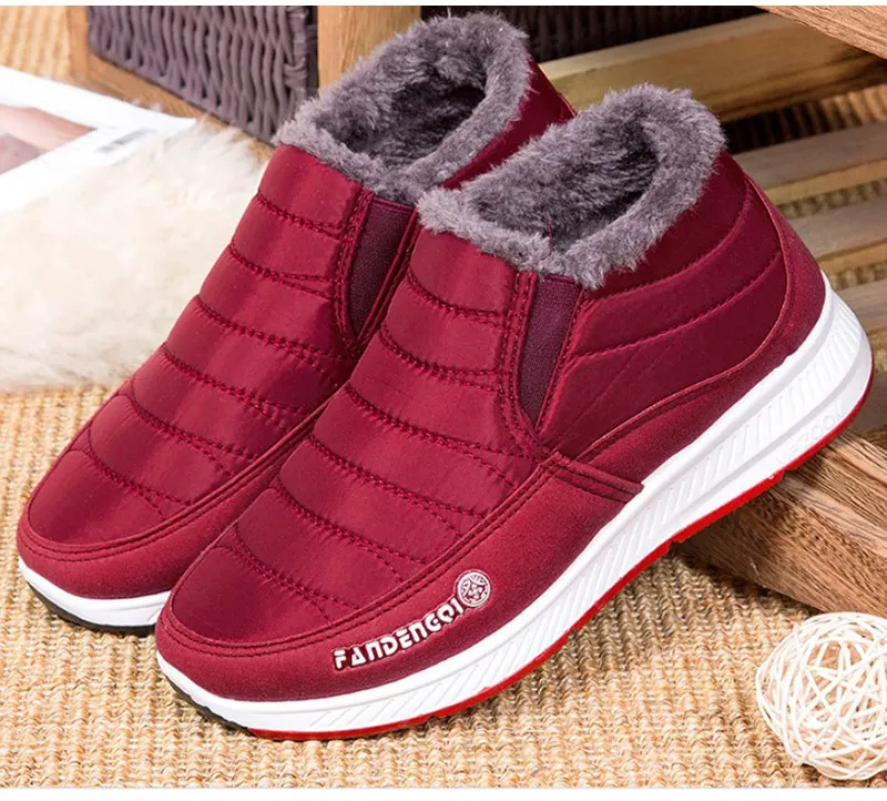 Women Winter Warm Ankle Boots Women's Classic Plush Furry Slip On Shoes Woman Soft Casual Ladies Flat Short Boots Female