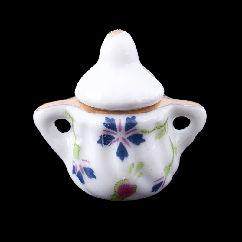 Кукольный домик Миниатюрный 1: 12 игрушек 17 шт цветочный узор Porcelaine Чайный Набор