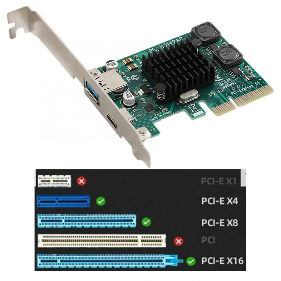 Настольный PCI-E к USB3.1 тип расширения-A+ type-C адаптер Riser Card для XP/WIN7/8/8,1/10