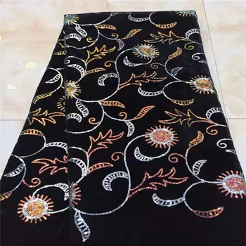 

black Lace Fabric Velvet Lace Fabric Embroidery nigerian Lace Fabric 2019 High Quality Lace Wedding Sequins African lace Fabric