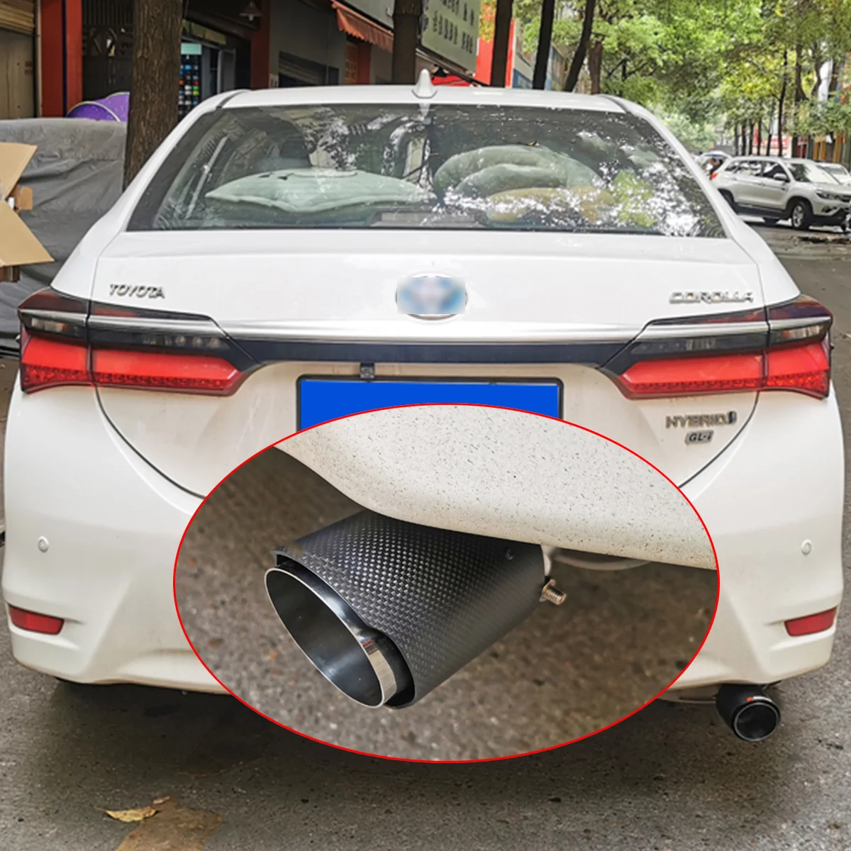 

High Grade Carbon Fiber+Stainless Steel Tail Exhaust Pipe Straight Muffler Edge End Tips Fit For Toyota Corolla 2007-2021