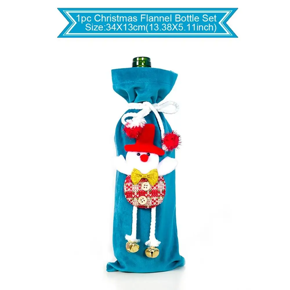 QIFU Санта-Клаус Снеговик Рождественская бутылка вина обложка Счастливого Рождества декор для искусственный цветы декор стола год - Цвет: Bottle Set 2