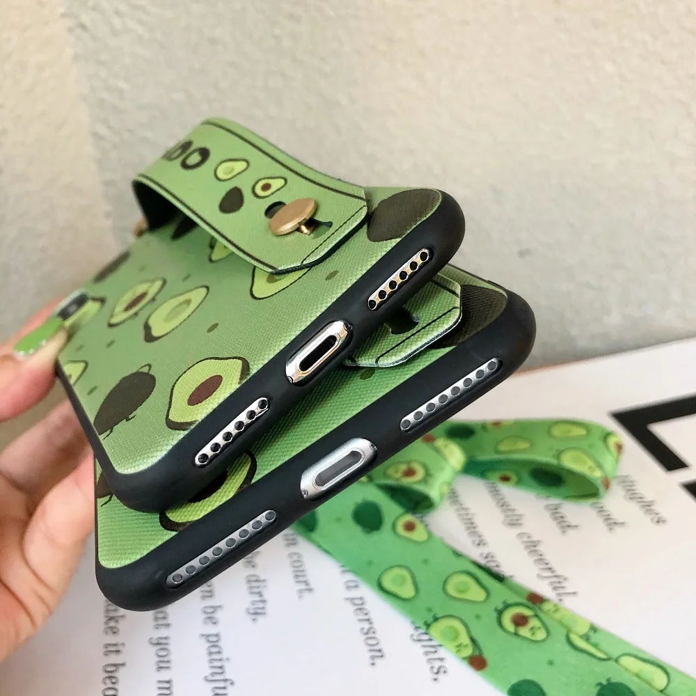 Чехол с авокадо для iPhone 11 Pro MAX XS X XR мягкий силиконовый чехол телефона i11 ремешком