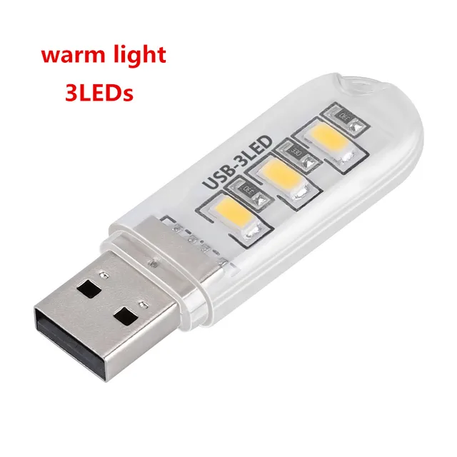 Bright Reading Book Lamp USB LED Light Portable Mini Book Light DC5V Ultra Lights For Power Bank PC Laptop Notebook 3LEDs Warm Light