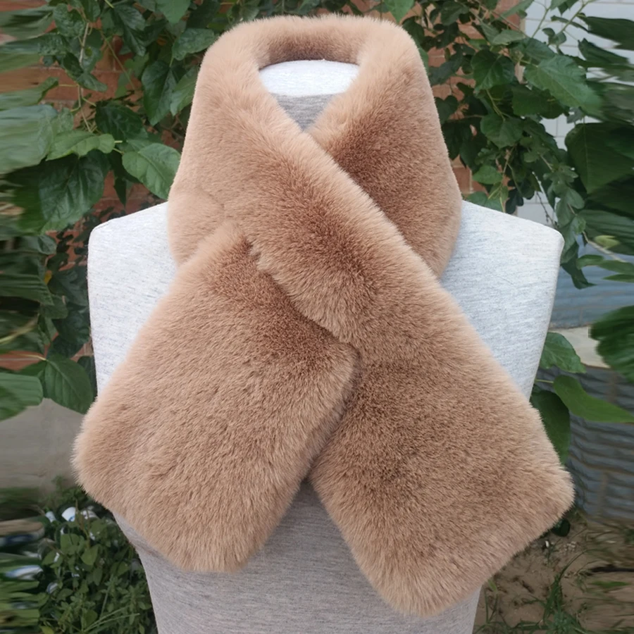 

Faux Rabbit Fur Thicken Warm Scarf Women Fashion Solid Plush Wrap Shawl Neck Korean Female Elegant Comfortable Wild Loop Scarves