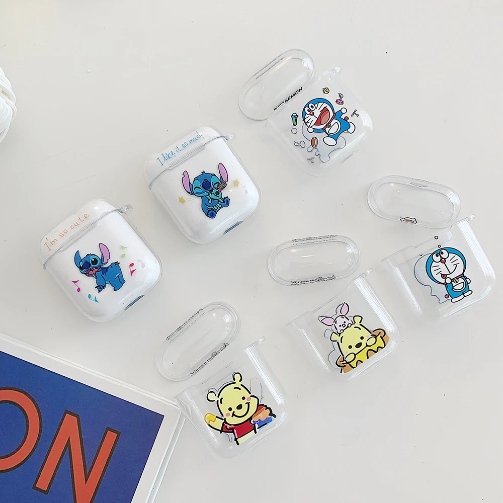 Мягкий силиконовый чехол с милым мультяшным стичем Doraemon Winnie для Apple AirPods 1 2, беспроводной Bluetooth чехол для наушников
