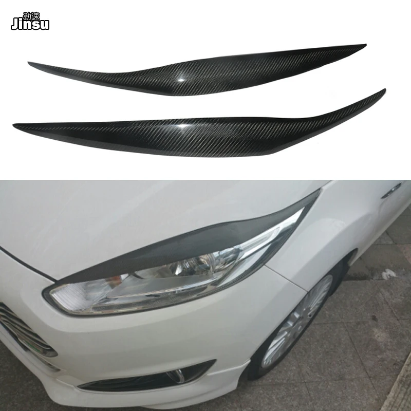 

Carbon Fiber Headlights Eyebrows Eyelids Car Stickers For Ford Fiesta MK8 ST 2013 - 2015 Front Headlamp decorative Eyebrows 2pcs