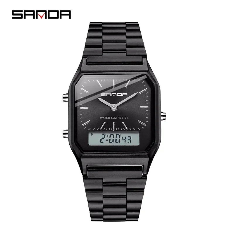 Sanda Watch Men Sports Digital Watches Electronic Mens Quartz Watches Top Brand Waterproof Wrist Watch For Men Relogio Masculino - Цвет: black
