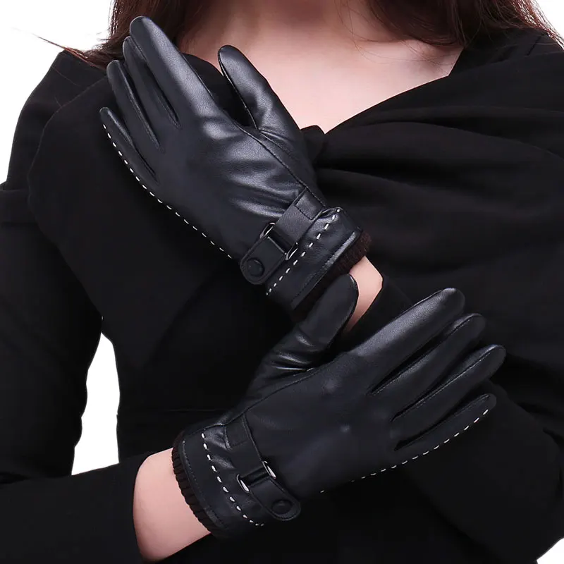 Новая модная мужская женская кожаная перчатка ветрозащитная Водонепроницаемая Зимняя Теплая Флисовая рукавица с сенсорным экраном