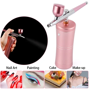 

0.4mm Pink Mini Air Compressor Kit Air-brush Paint Spray Gun Airbrush For Nail Art Desgin Tattoo Craft Cake Nail Airbrush Tool