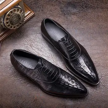 

Men's Leather Shoes Embossed Crocodile Pattern Business Formal Wear Leather Shoes Style Leather Shoes Fashion Wedding Shoes